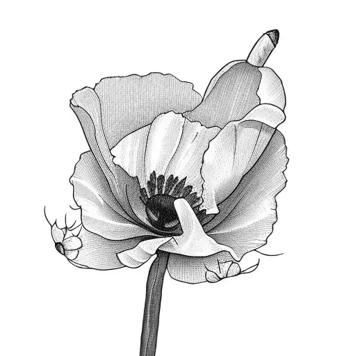 California poppy coming out of a grave tattoo design idea