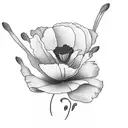 California poppy coming out of a grave tattoo design idea