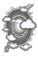 sun rays through cloud background tattoo design idea