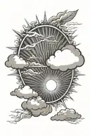 sun rays through cloud background tattoo design idea