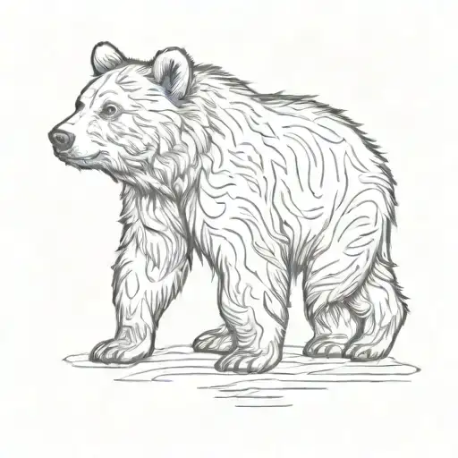 bear cub walking tattoo design idea