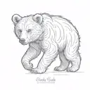 bear cub walking tattoo design idea