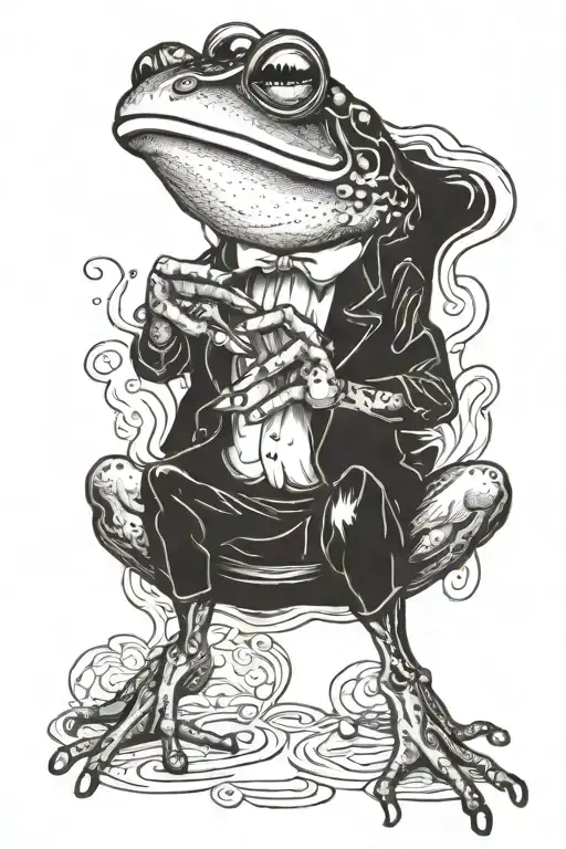 frog smoking tattoo design idea