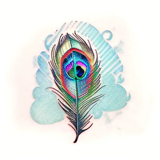 Stylized peacock feather ( Tattoo ) By blackmoon9 | TheHungryJPEG
