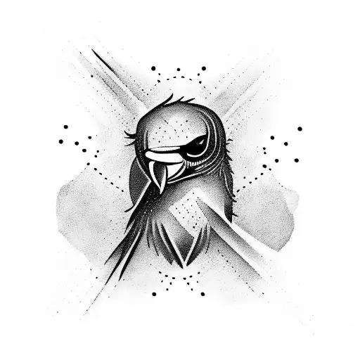 A tattoo design combining elements of MMA and crows, in a blackwork style tattoo design idea