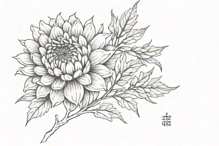 crysanthemum no leaves  tattoo design idea