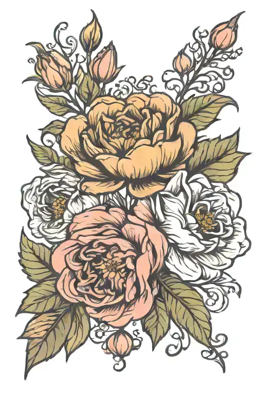 april and november birth flowers blooming tattoo design idea