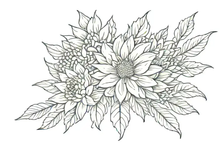crysanthemum bundle no leaves  tattoo design idea