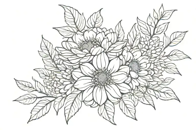 crysanthemum bouquet tattoo design idea
