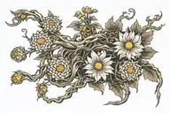 crysanthemum wrapping tree with roots tattoo design idea