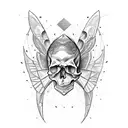 skull on moth tattoo design idea