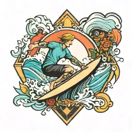 Surfing tattoo design idea