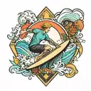 Surfing tattoo design idea