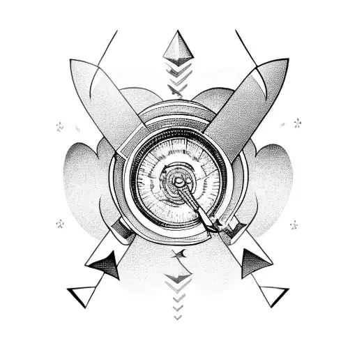 An arrow piercing through a speedometer, symbolizing acceleration tattoo design idea