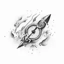 An arrow piercing through a speedometer, symbolizing acceleration tattoo design idea