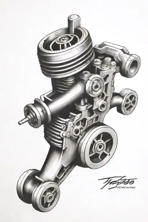 piston and turbo  tattoo design idea
