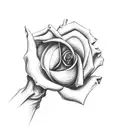skeleton hand holding a rose tattoo design idea