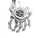 skeleton hand holding a rose tattoo design idea