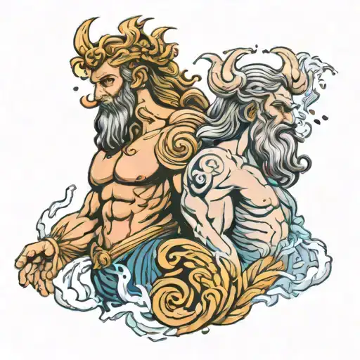 zeus y poseidon tattoo design idea
