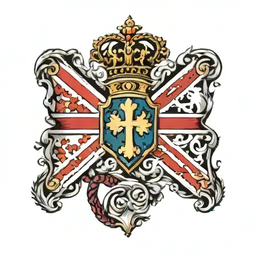 maltese cros and enlglish flag mix tattoo design idea
