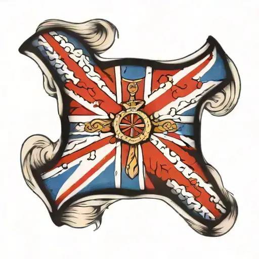 maltese cross and uk flag combined  tattoo design idea