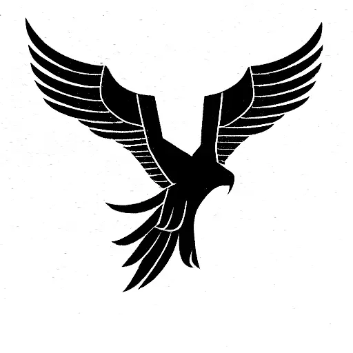 eagle wings outstretched, mid-flight. No head, just wings. Above, a bright North Star. Keep it minimal with few shades tattoo design idea