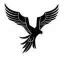 eagle wings outstretched, mid-flight. No head, just wings. Above, a bright North Star. Keep it minimal with few shades tattoo design idea