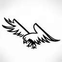 eagle wings outstretched, mid-flight. No head, just wings. Above, a bright North Star. Keep it minimal with few shades tattoo design idea