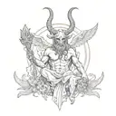 Baphomet with an angel behind tattoo design idea