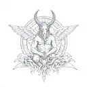 Baphomet with an angel behind tattoo design idea