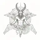 Baphomet with an angel behind tattoo design idea