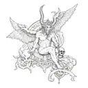 Baphomet with an angel behind tattoo design idea