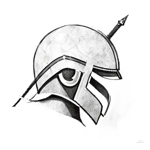 spartan helmet with arrow tattoo design idea