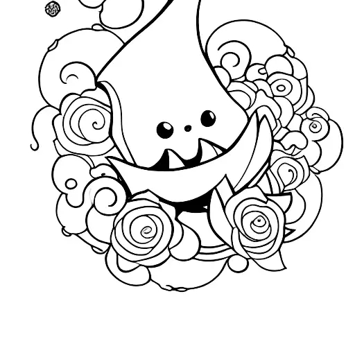 cute ghost tattoo design idea