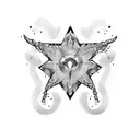 cute ghost fineline star heart tattoo design idea
