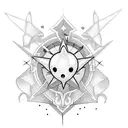 cute ghost fineline star heart tattoo design idea