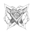 cute ghost fineline star heart tattoo design idea