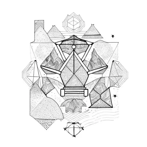mountains constellation science diagram tattoo design idea