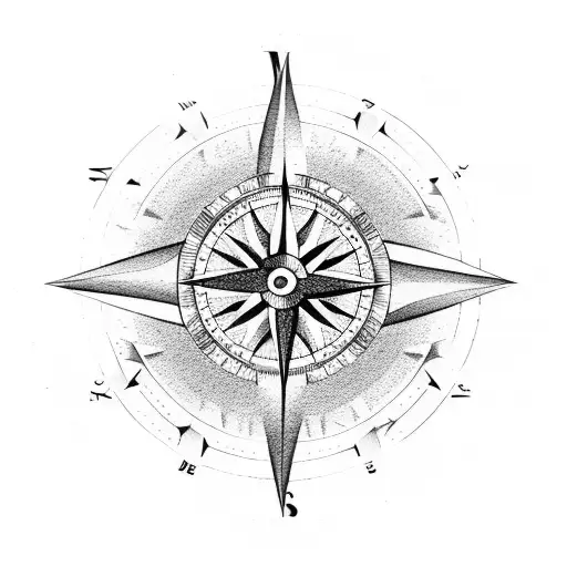 Compass clock nature space earth planets tattoo design idea