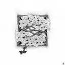 A tori gate surrounded by falling cherry blossoms with an anchor incorporated tattoo design idea