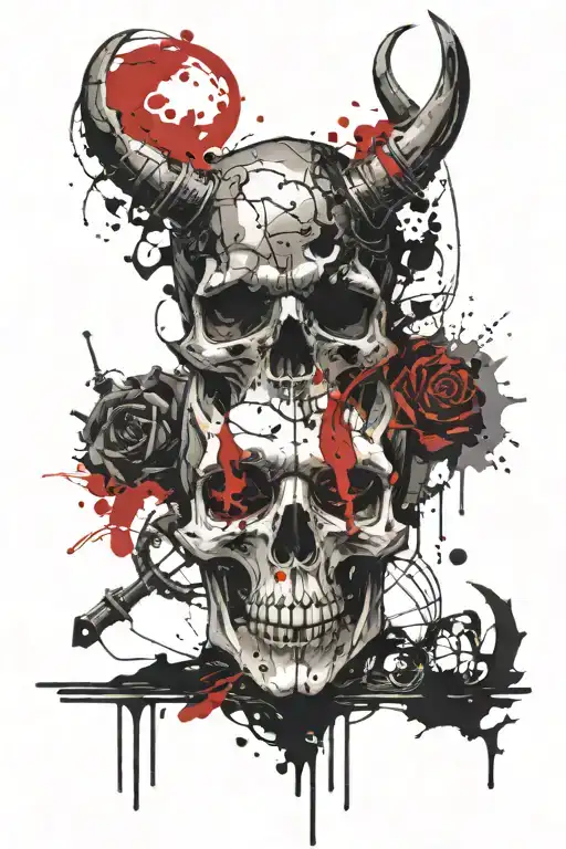 demon, evil, fear, skull tattoo design idea