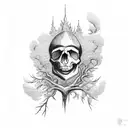Skull and tree tattoo design idea