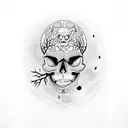 Skull and tree tattoo design idea