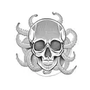 skull with tentacles hanging down  tattoo design idea