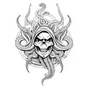 skull with tentacles hanging down  tattoo design idea