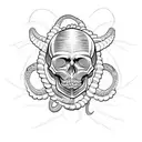 skull with tentacles hanging down  tattoo design idea