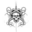 skull with tentacles hanging down  tattoo design idea