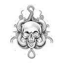 skull with tentacles hanging down  tattoo design idea