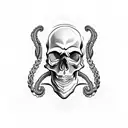 skull with tentacles hanging down  tattoo design idea