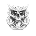 skull with tentacles hanging down  tattoo design idea